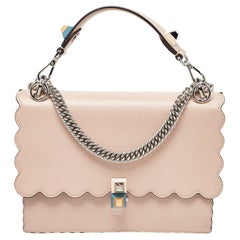 Fendi Peach Scalloped Leather Medium Kan I Shoulder Bag