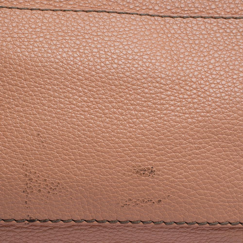 Fendi Peach Selleria Leather Large Peekaboo Top Handle Bag 6
