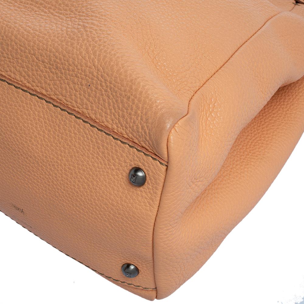 Fendi Peach Selleria Leather Large Peekaboo Top Handle Bag 1