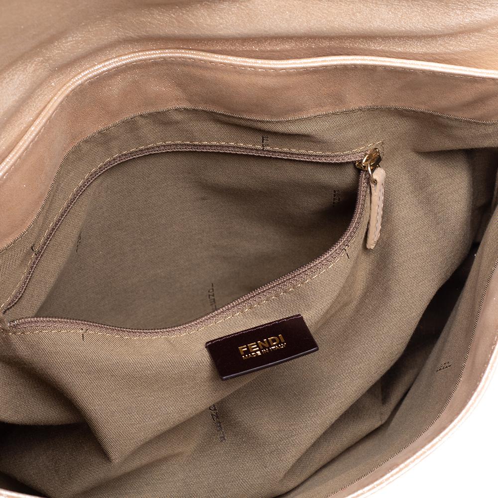 Fendi Peach Shimmer Leather Mia Flap Shoulder Bag 3