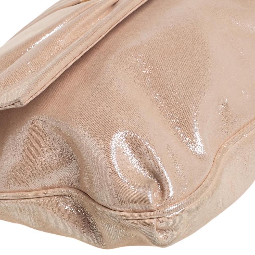Fendi Peach Shimmer Leather Mia Flap Shoulder Bag 1