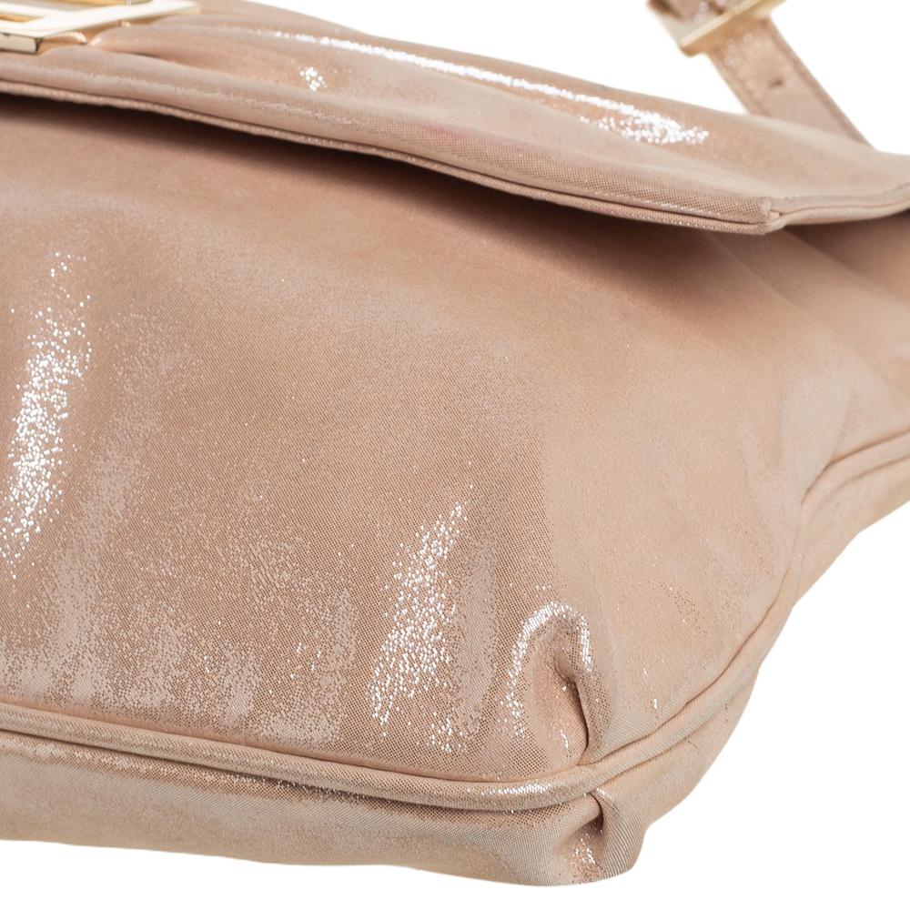 Fendi Peach Shimmer Leather Mia Flap Shoulder Bag 2
