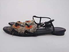 Fendi Peacock Feather Silver Chain Sandals