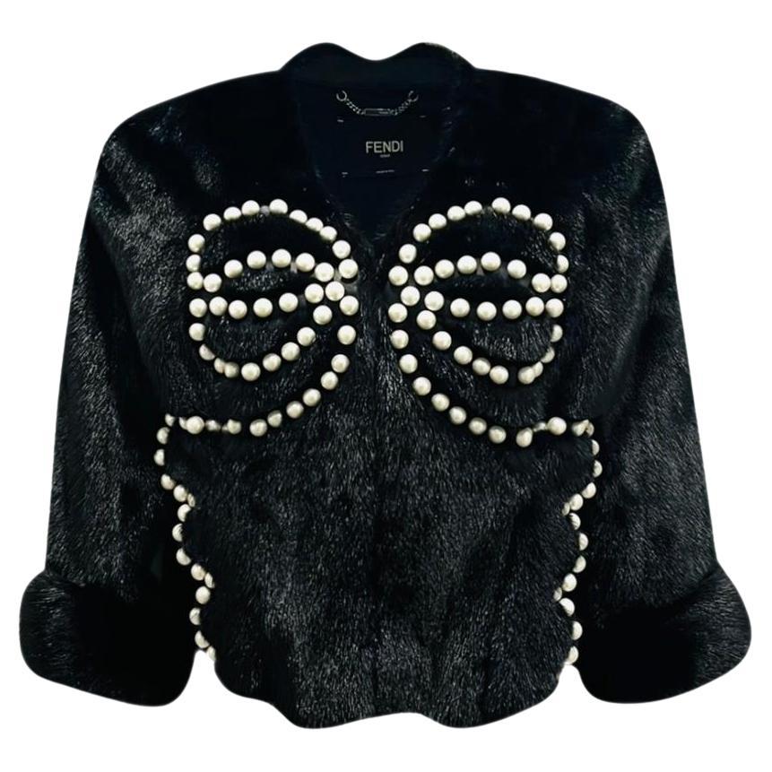 Fendi Pearl Embellished Mink Fur Jacket For Sale