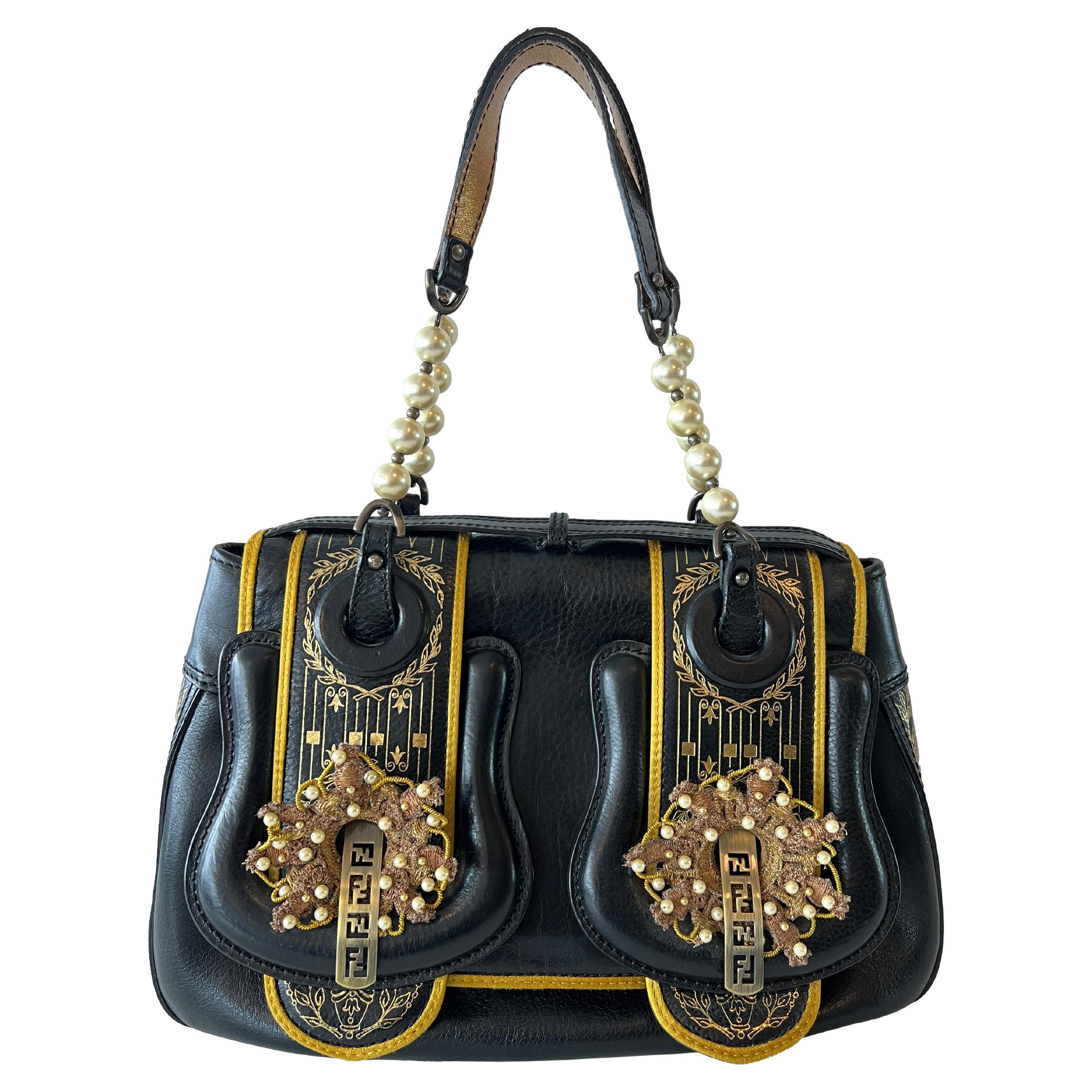 Borsa "B" di Fendi con perle e hardware d'oro 2006 in vendita