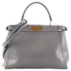 Fendi Peekaboo Bag Check Print Leather Regular