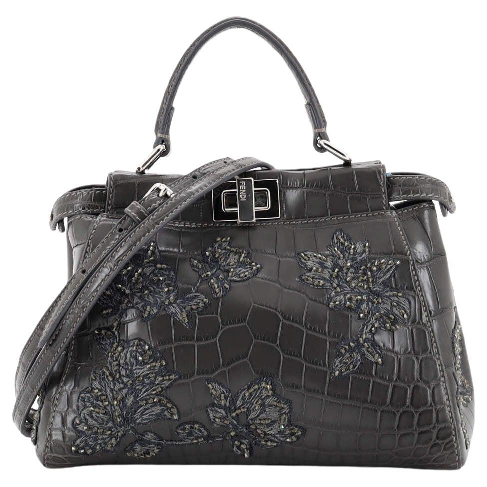 Fendi Peekaboo Bag Embroidered Crocodile Mini