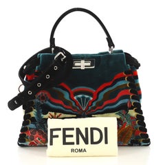 Fendi Peekaboo Bag Embroidered Velvet Medium
