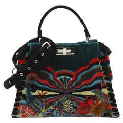 Fendi Peekaboo Bag Embroidered Velvet Medium