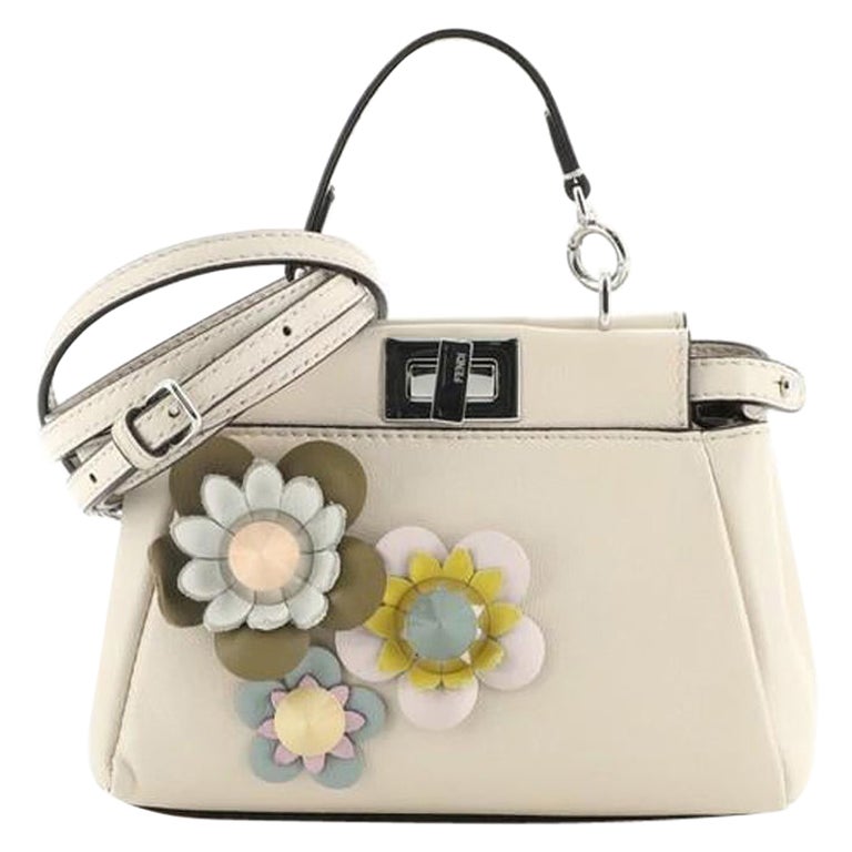 Fendi Peekaboo Bag Floral Embellished Leather Micro