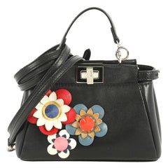 Fendi Peekaboo Bag Floral Embellished Leather Micro