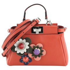 Fendi Peekaboo Bag Floral Embellished Leather Micro