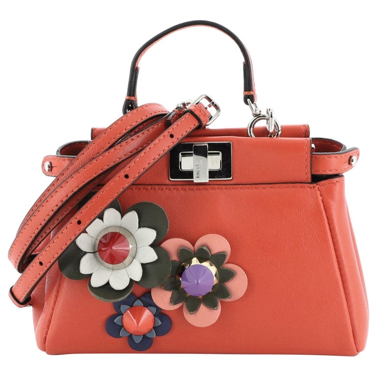 Fendi Peekaboo Bag Floral Embellished Leather Micro at 1stDibs | fendi bags