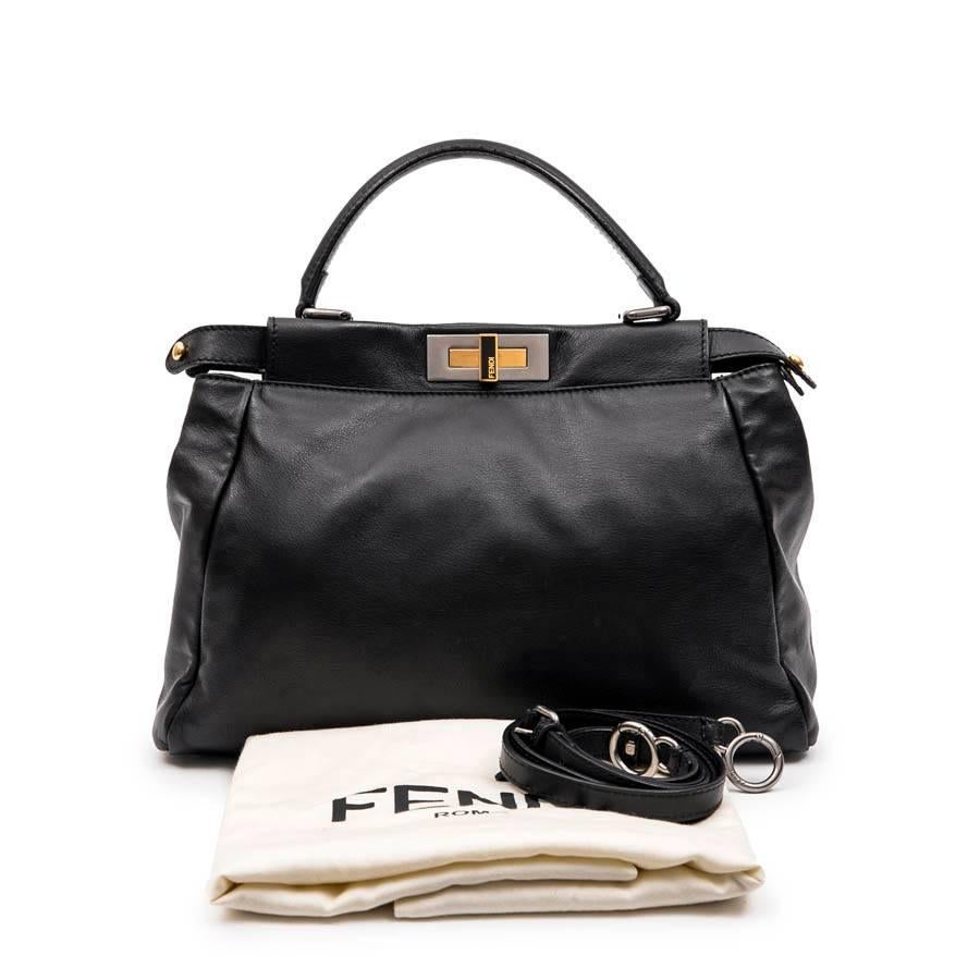 FENDI 'Peekaboo' Bag in Soft Black Leather For Sale 5