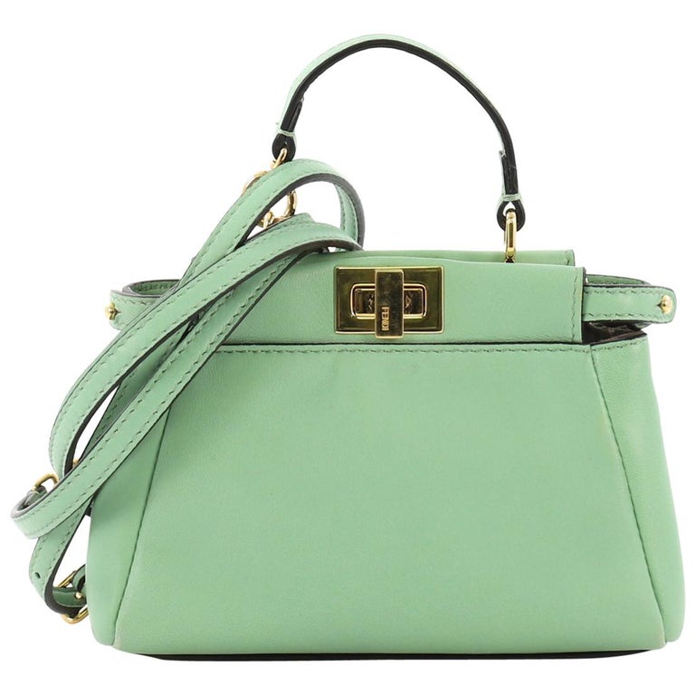 Fendi Peekaboo Bag Leather Micro, crafted from teal leather at 1stDibs