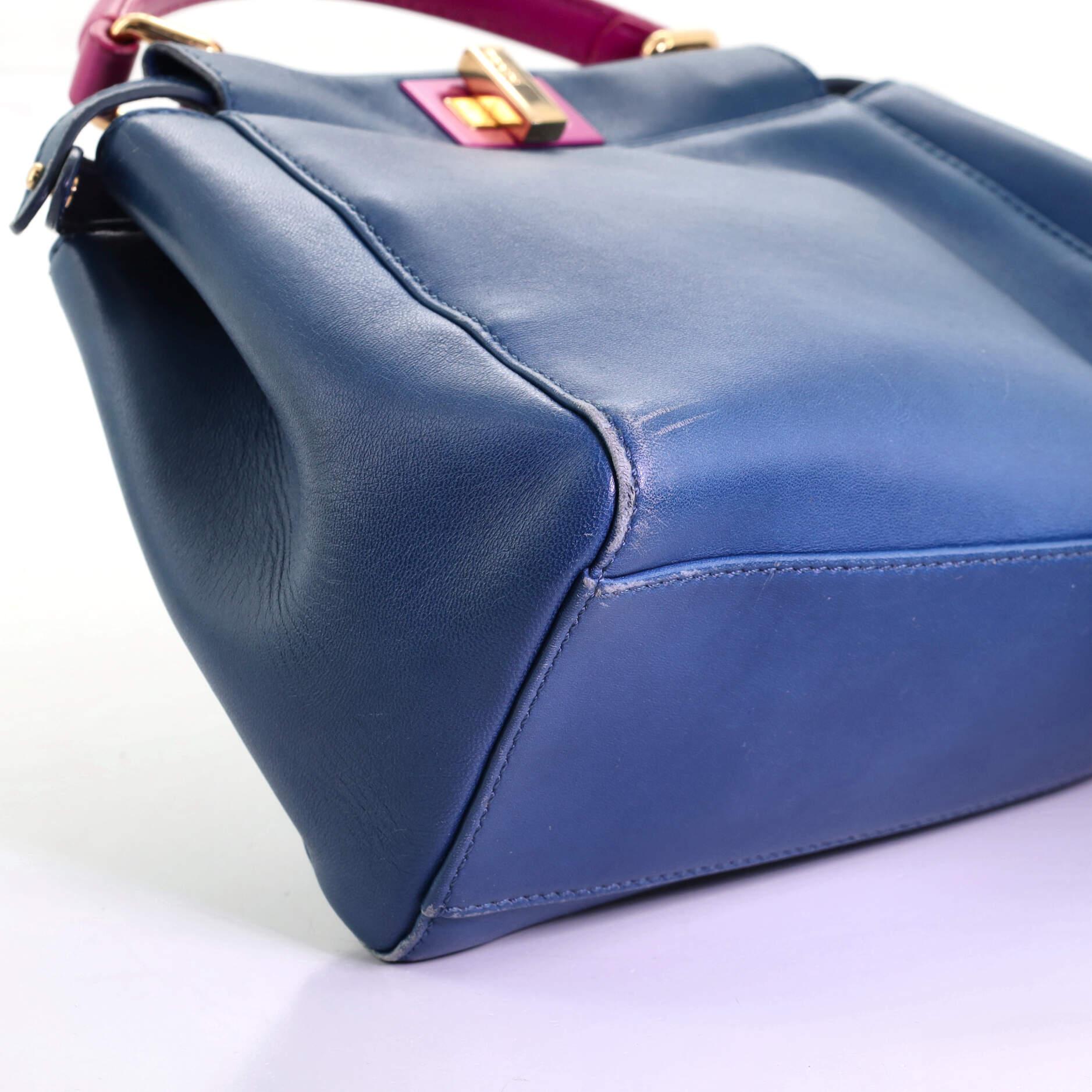 Blue Fendi Peekaboo Bag Leather Mini