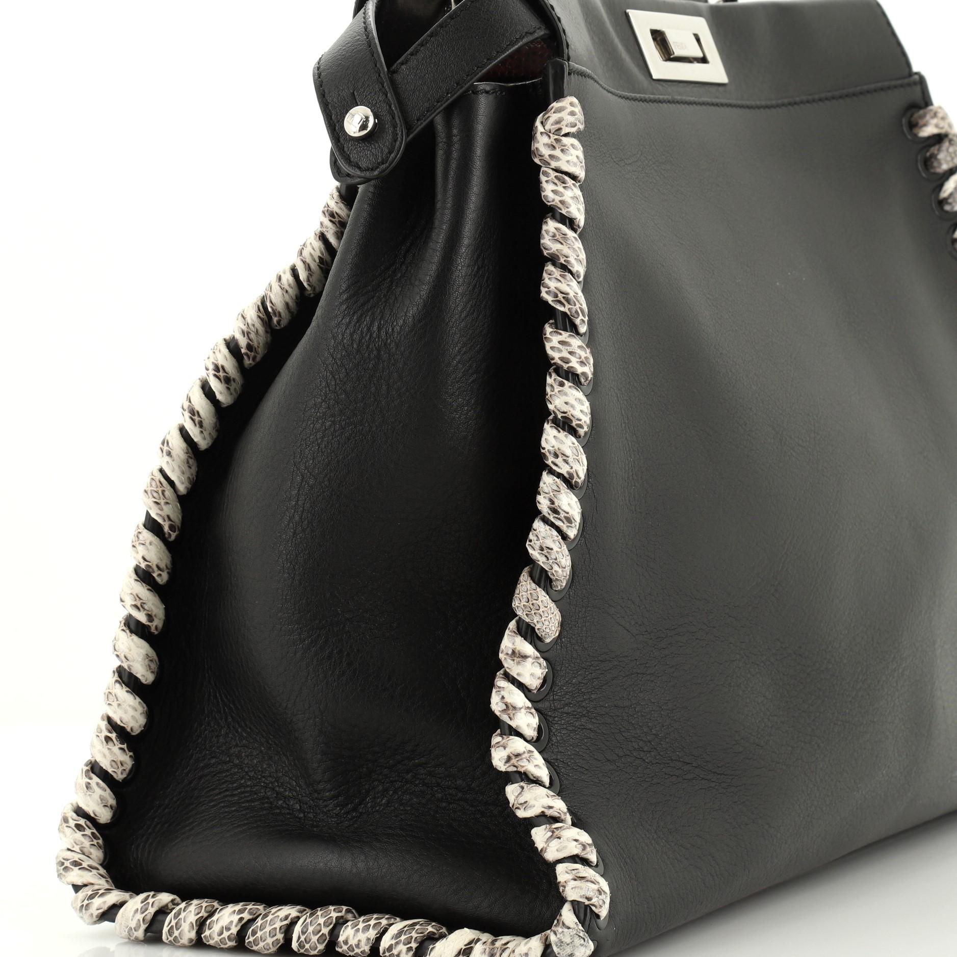 Fendi Peekaboo Bag Leather with Python Whipstitch Large 2