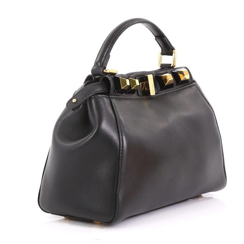 Black Fendi Peekaboo Bag Leather with Studded Detail Mini