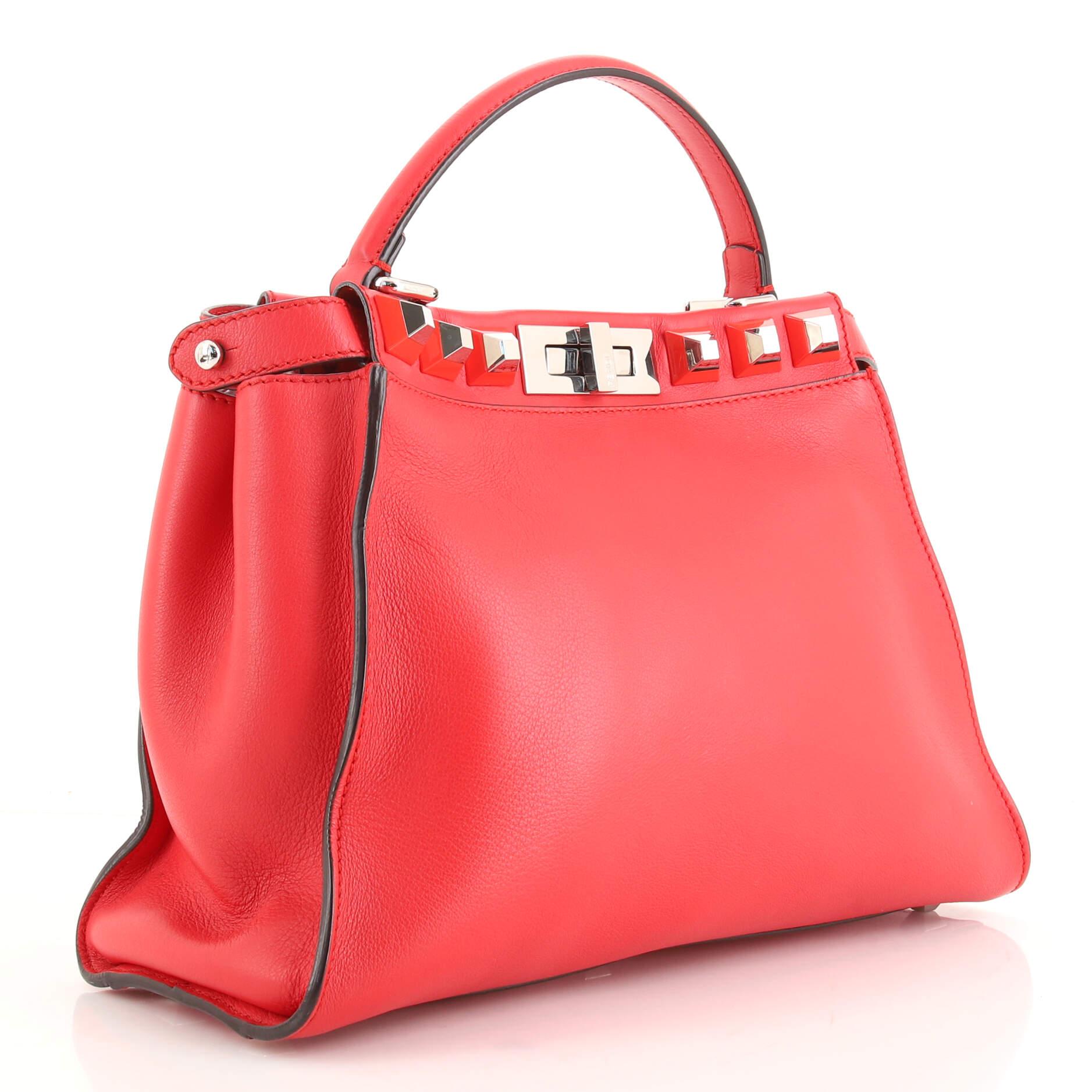 Fendi Peekaboo Bag Leather with Studded Detail Regular For Sale at 1stDibs
