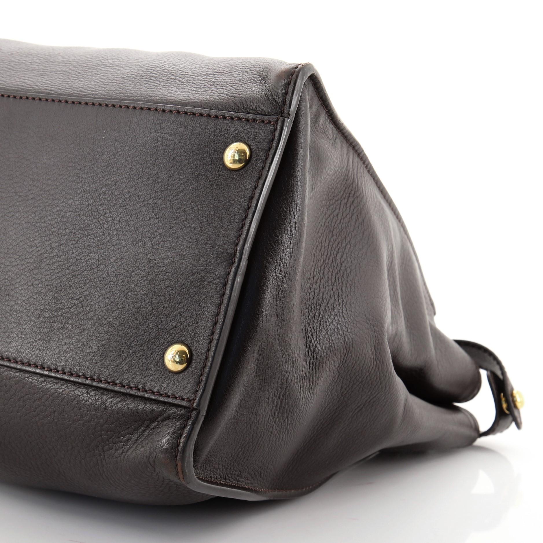 Black Fendi Peekaboo Bag Rigid Leather Large