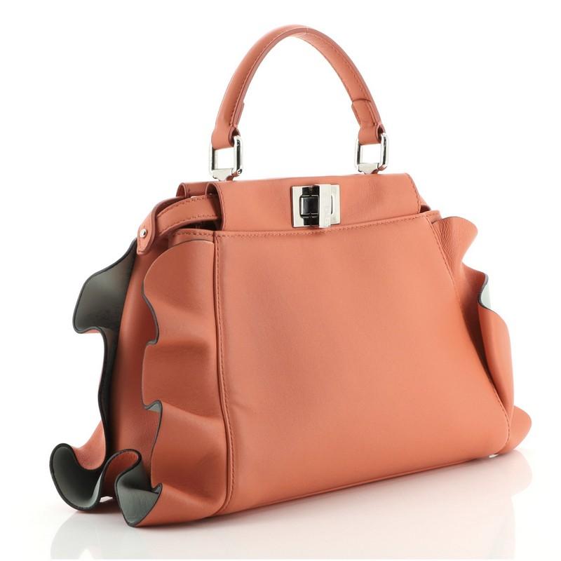 Orange  Fendi Peekaboo Bag Ruffled Leather Mini
