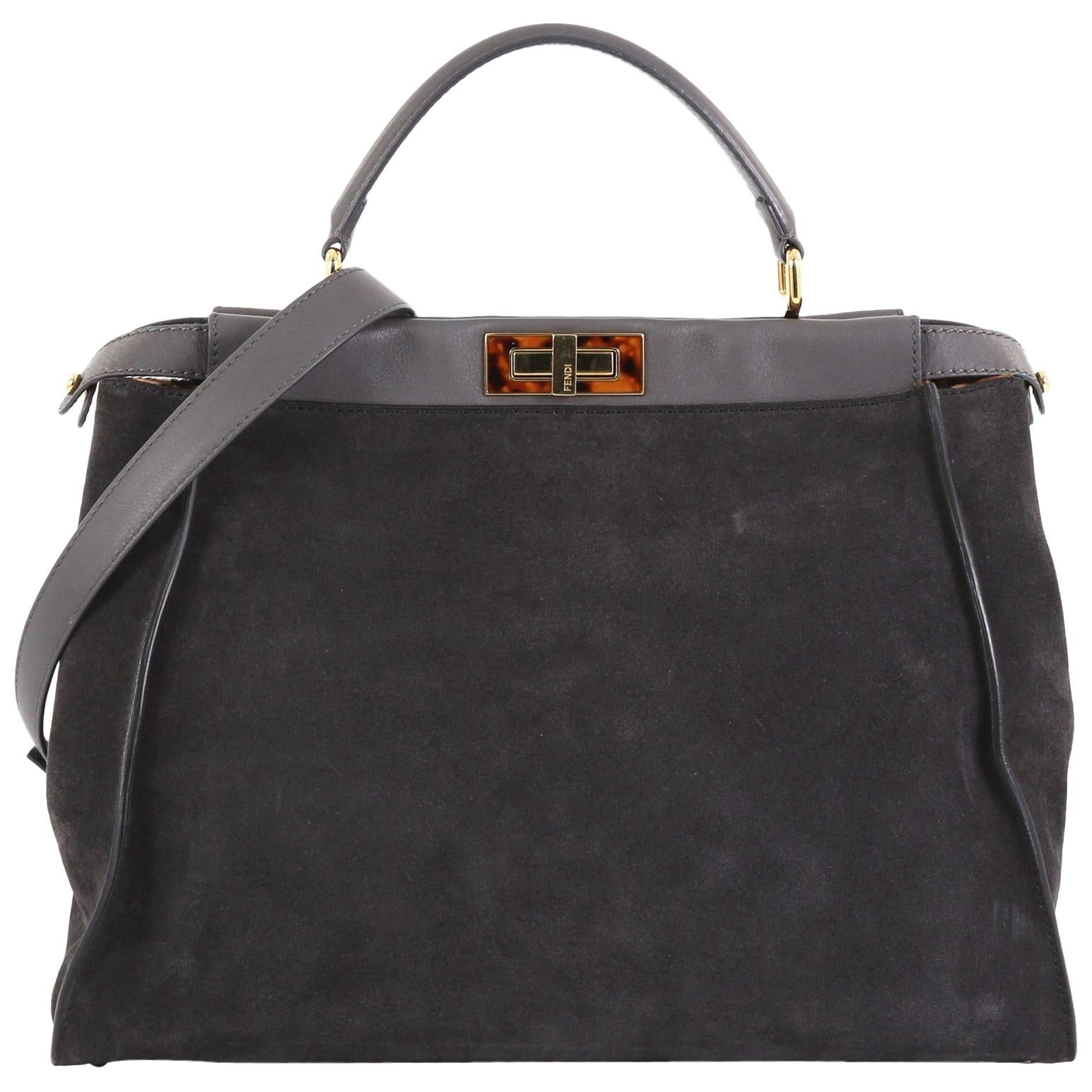 Fendi Peekaboo Bag Suede with Calf Hair Interior Large