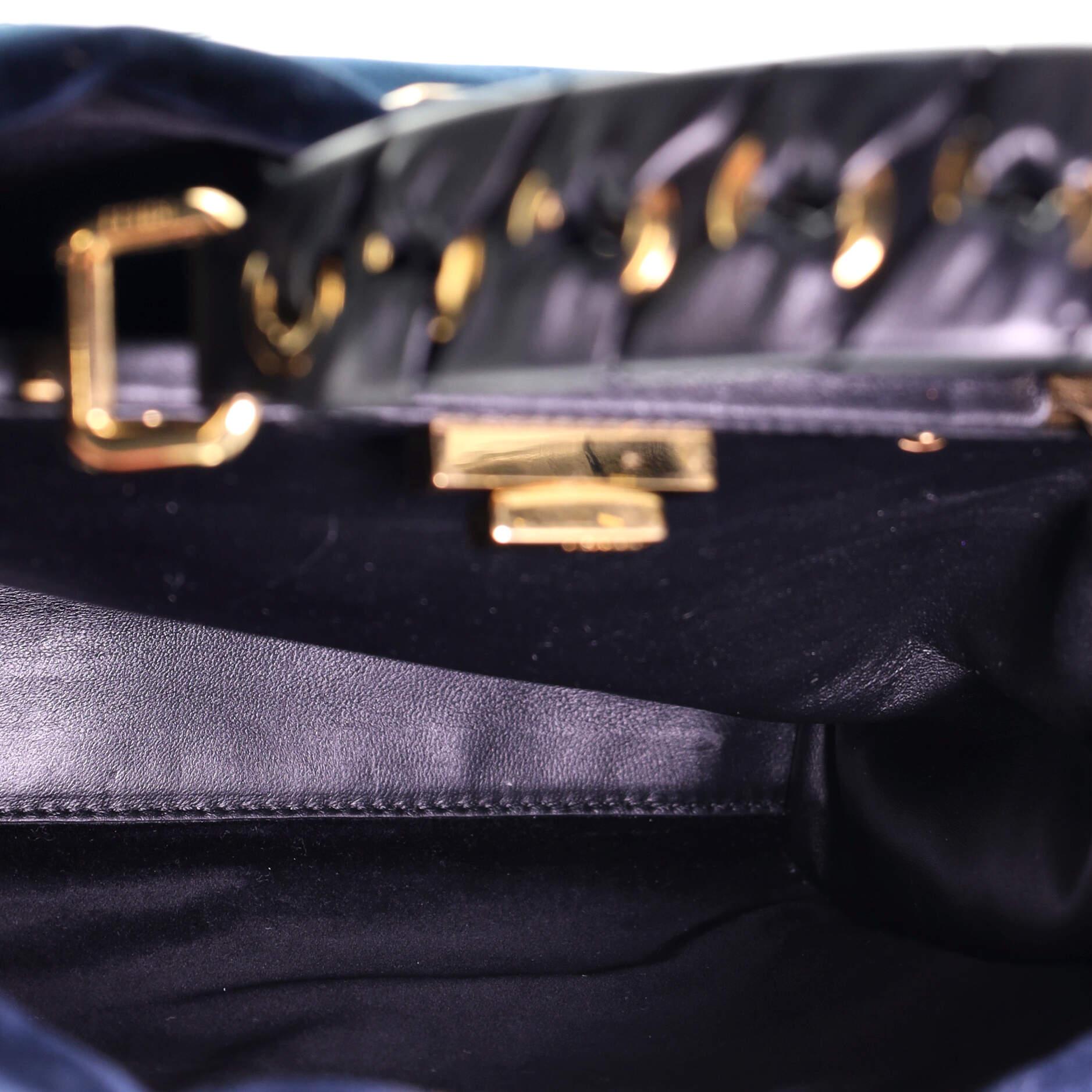 Fendi Peekaboo Bag Velvet with Leather Whipstitch Regular In Good Condition In NY, NY