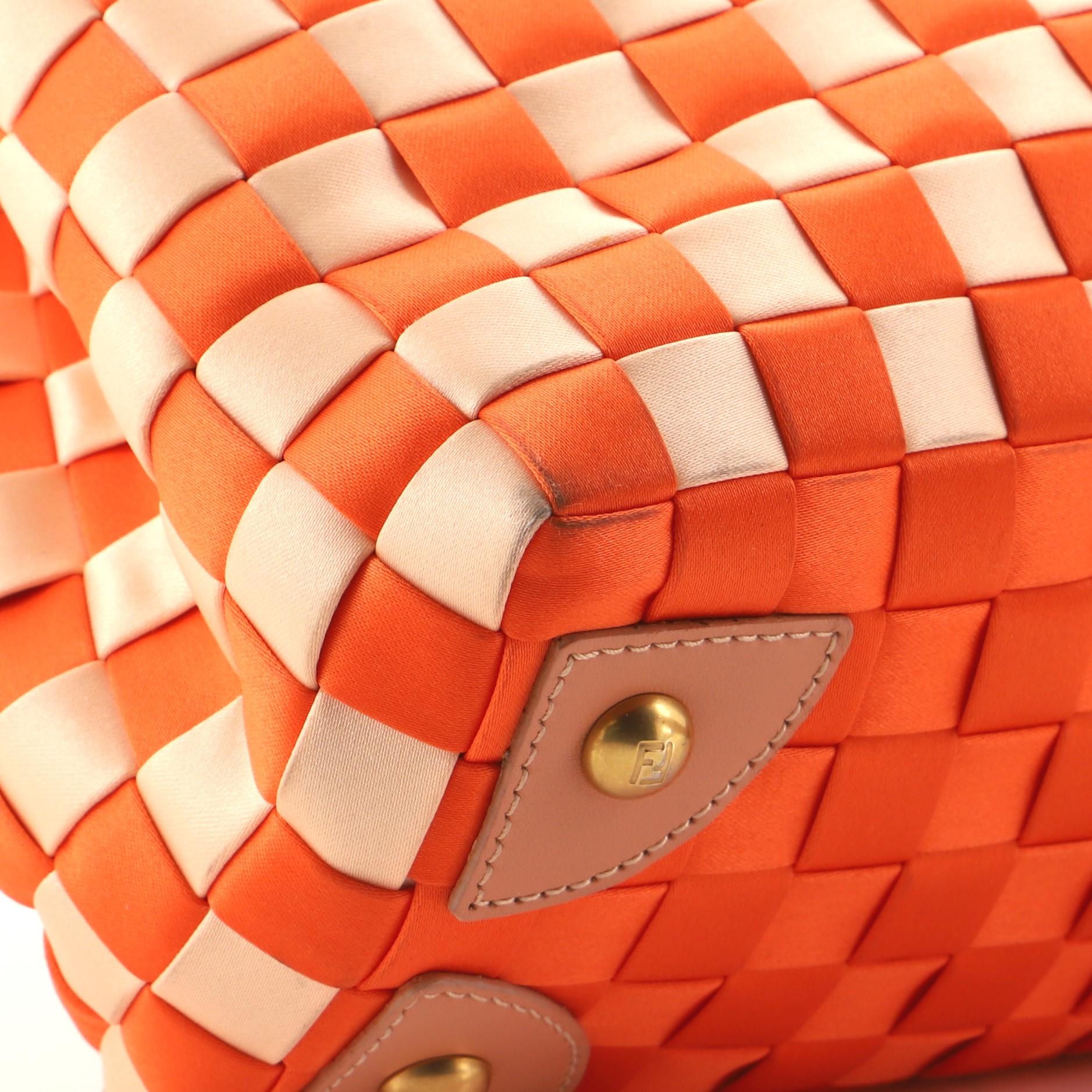 Fendi Peekaboo Bag Woven Satin Regular In Good Condition In NY, NY