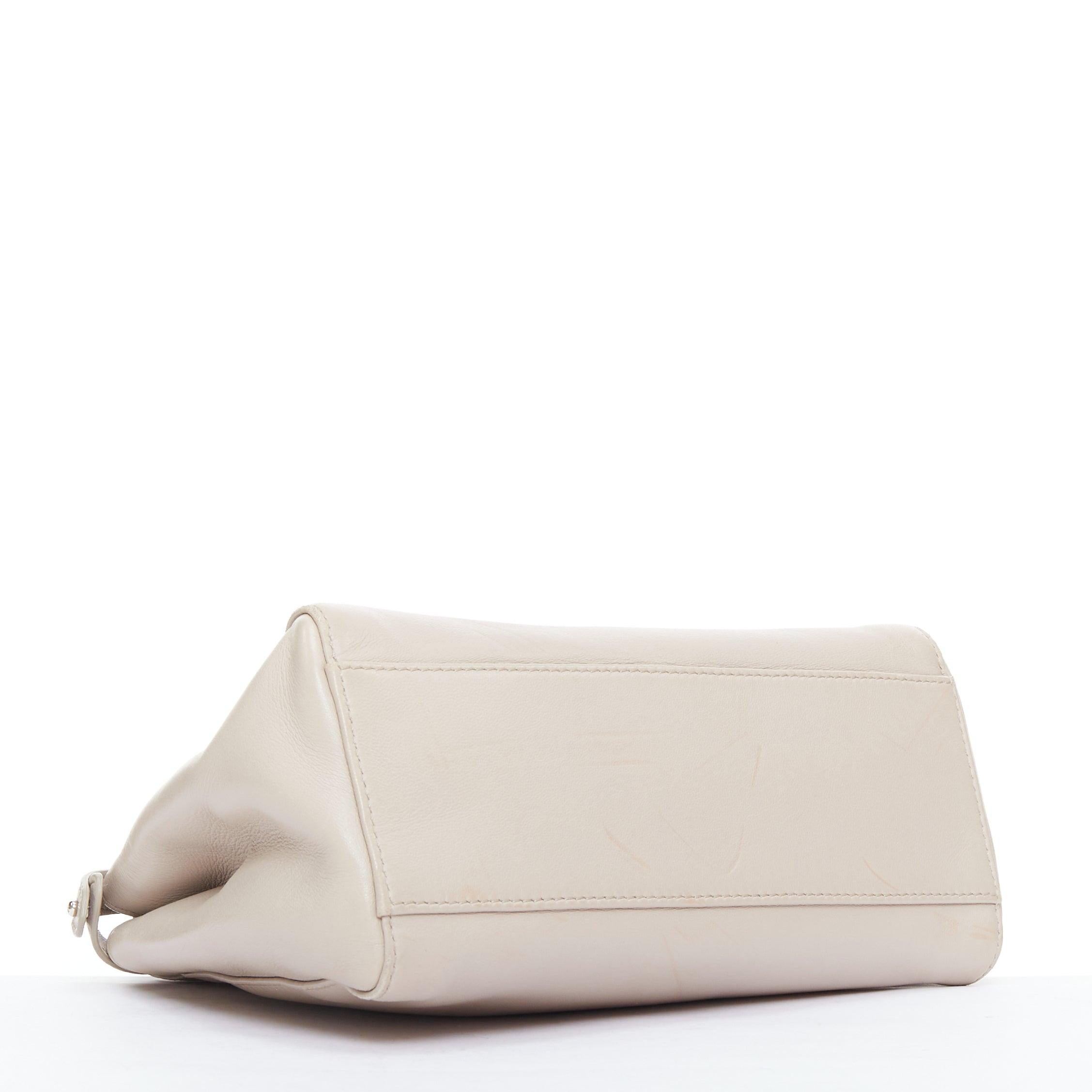 FENDI Peekaboo beige smooth leather blue steel details turnlock crossbody bag For Sale 1