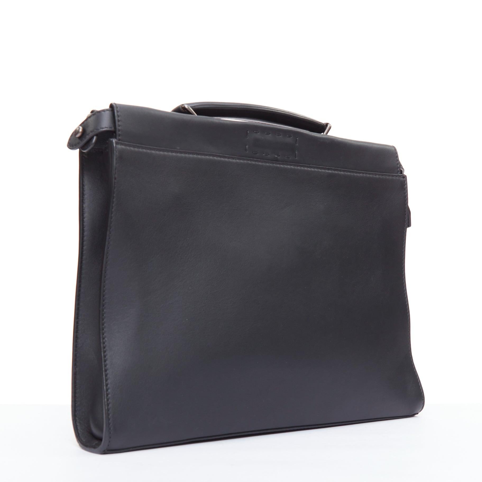 Black FENDI Peekaboo black leather bug monster eye crossbody briefcase For Sale