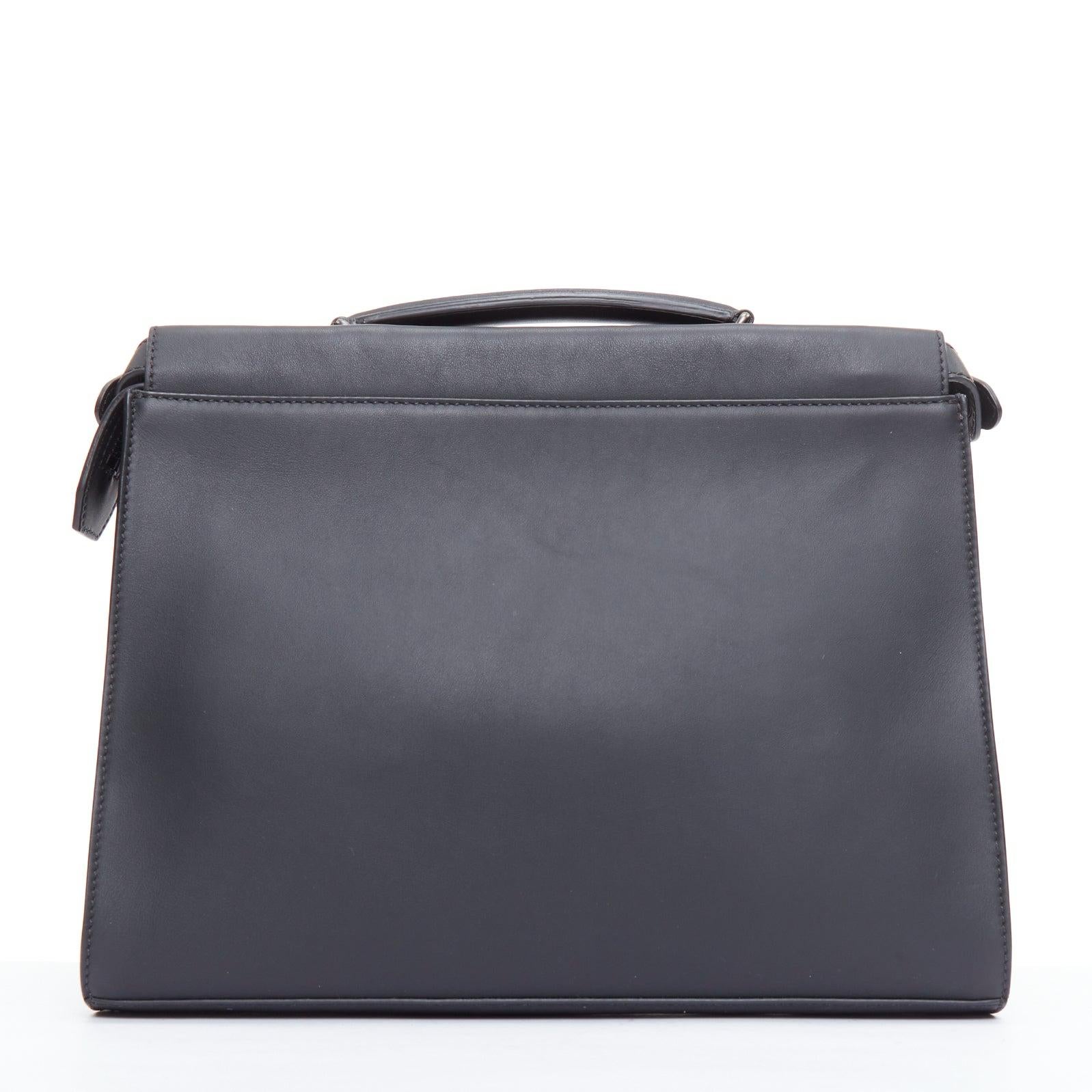 FENDI Peekaboo black leather bug monster eye crossbody briefcase In Good Condition For Sale In Hong Kong, NT