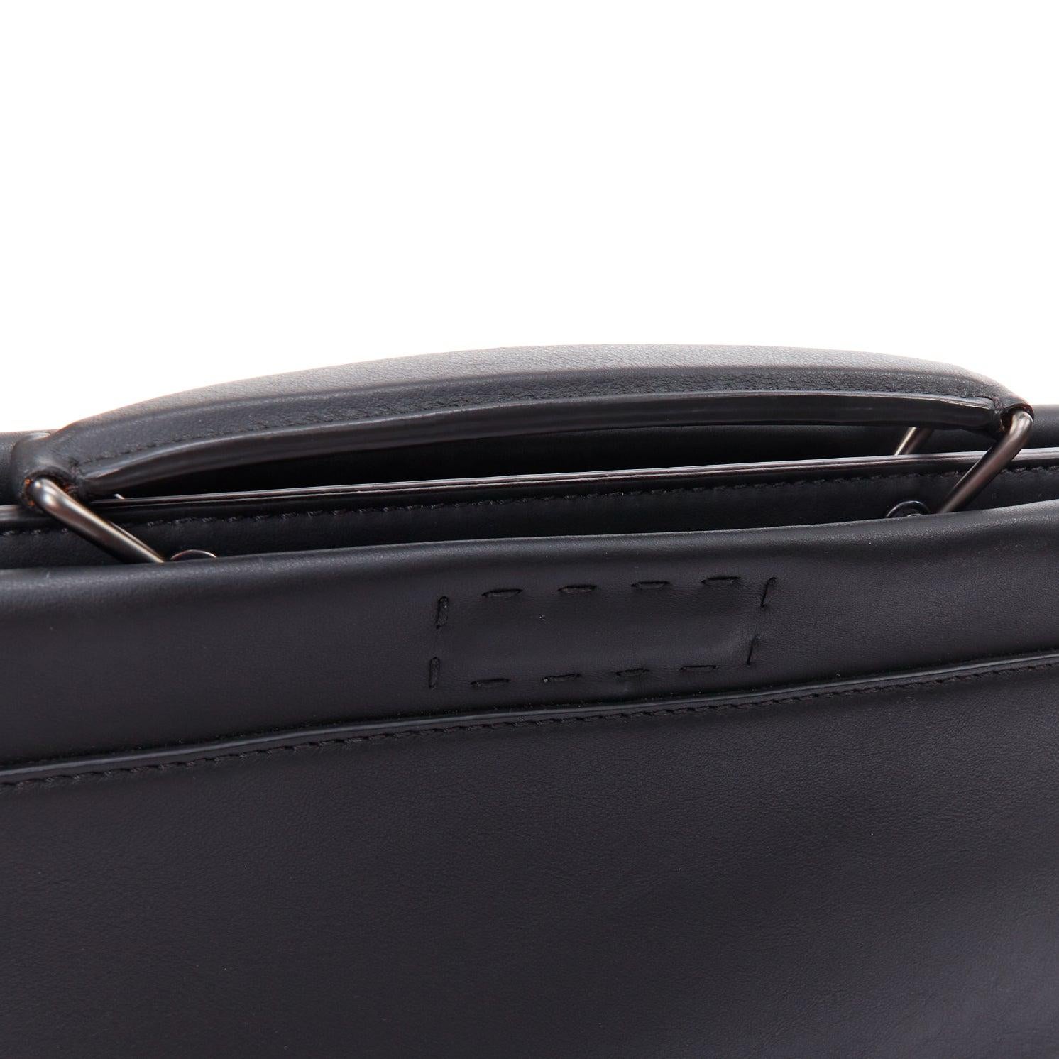 FENDI Peekaboo black leather bug monster eye crossbody briefcase For Sale 1