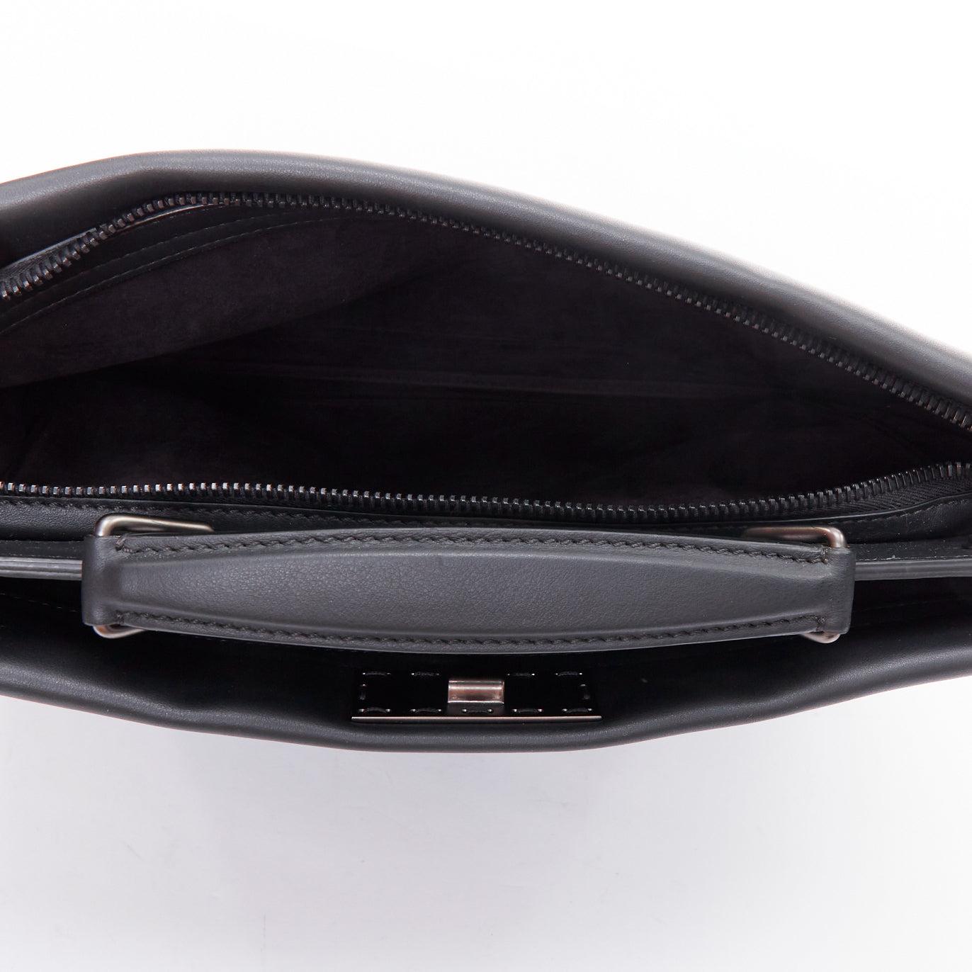 FENDI Peekaboo black leather bug monster eye crossbody briefcase For Sale 3