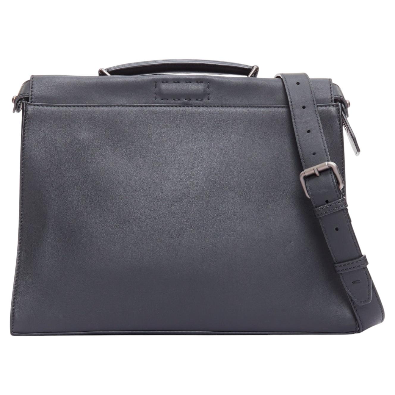 FENDI Peekaboo black leather bug monster eye crossbody briefcase