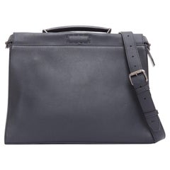 FENDI Peekaboo black leather bug monster eye crossbody briefcase