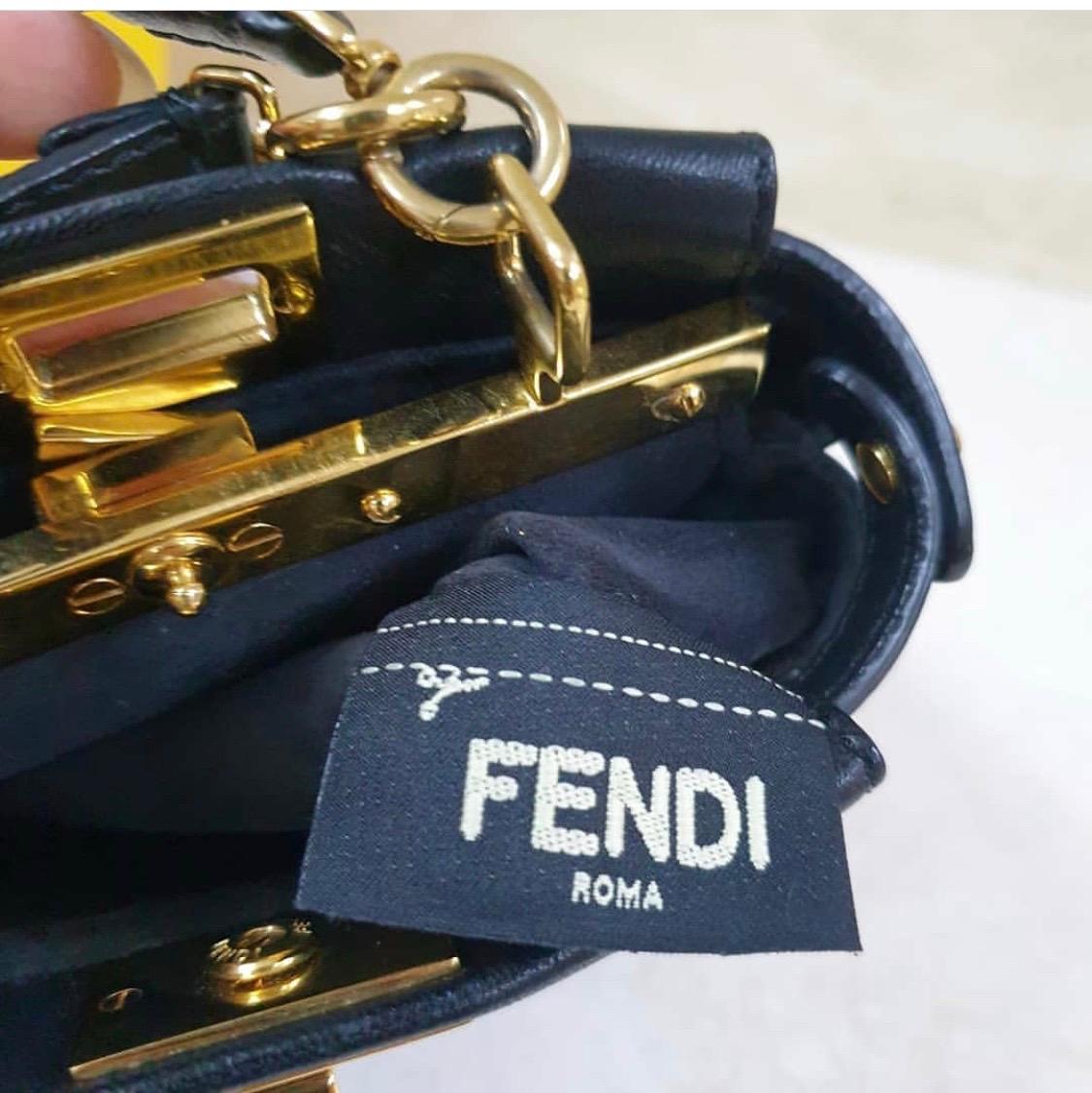 Fendi Peekaboo Black Micro Bag In Good Condition In Krakow, PL