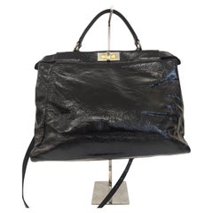 Vintage Fendi Peekaboo black patent leather shoulder handle bag