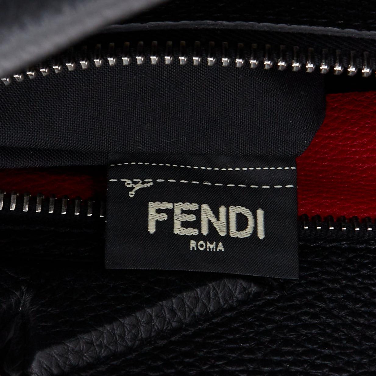 FENDI Peekaboo black topstitch selleria monster eye crossbody briefcase For Sale 5