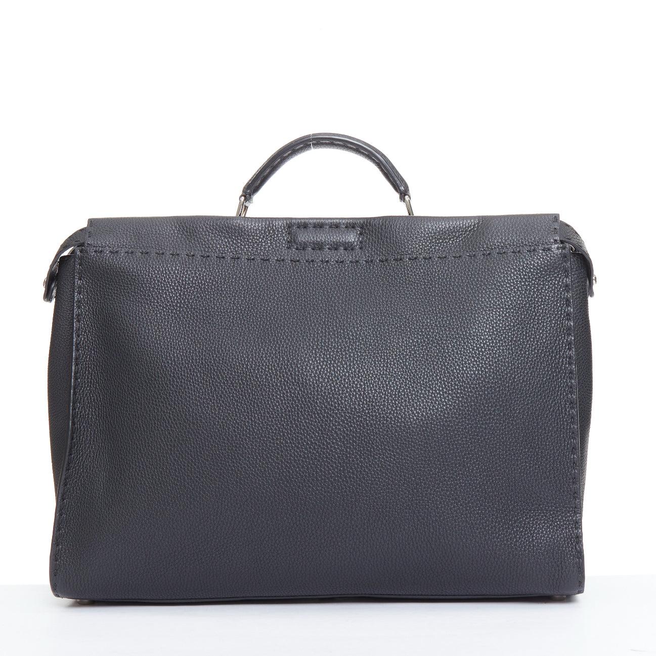 Women's FENDI Peekaboo black topstitch selleria monster eye crossbody briefcase For Sale