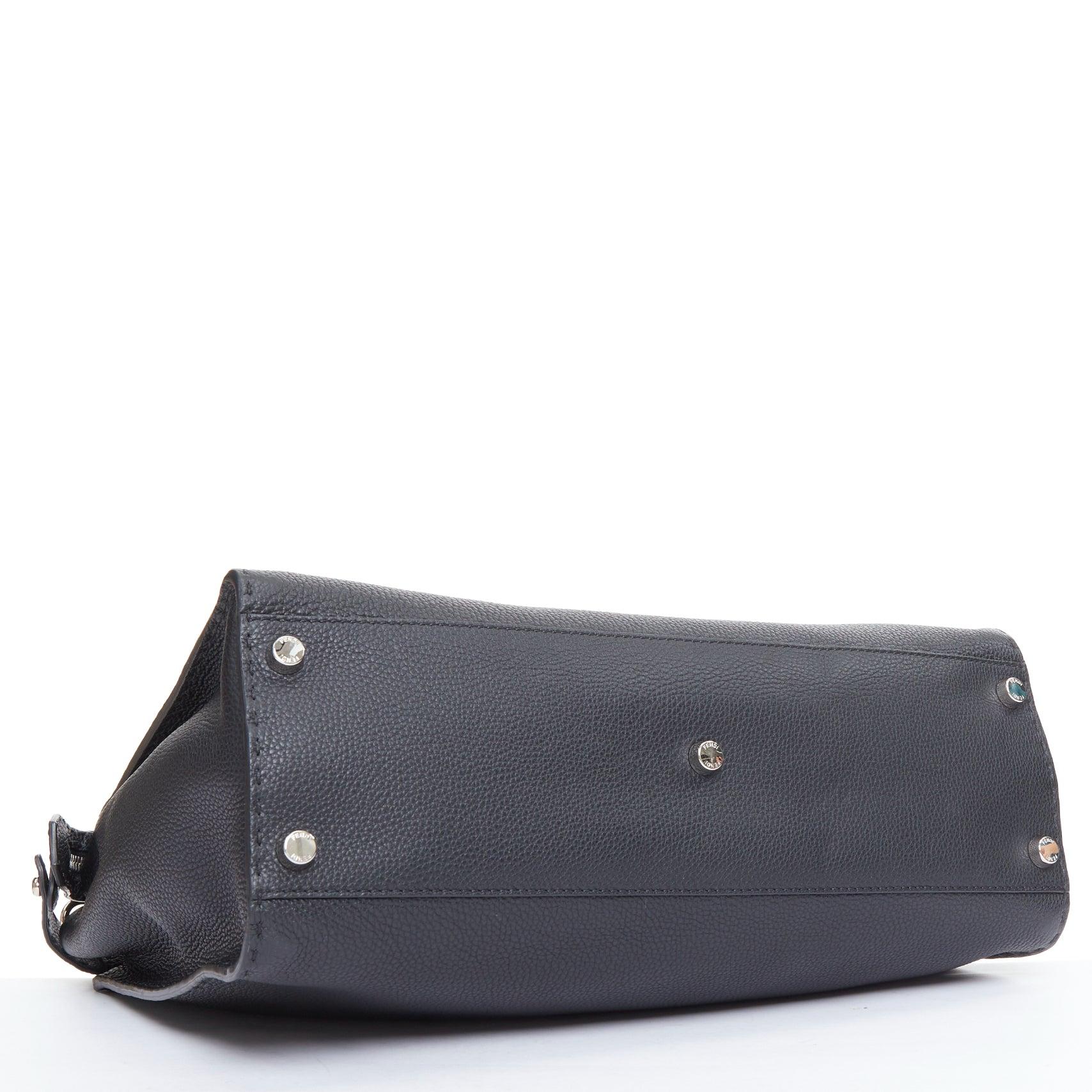 FENDI Peekaboo black topstitch selleria monster eye crossbody briefcase For Sale 1