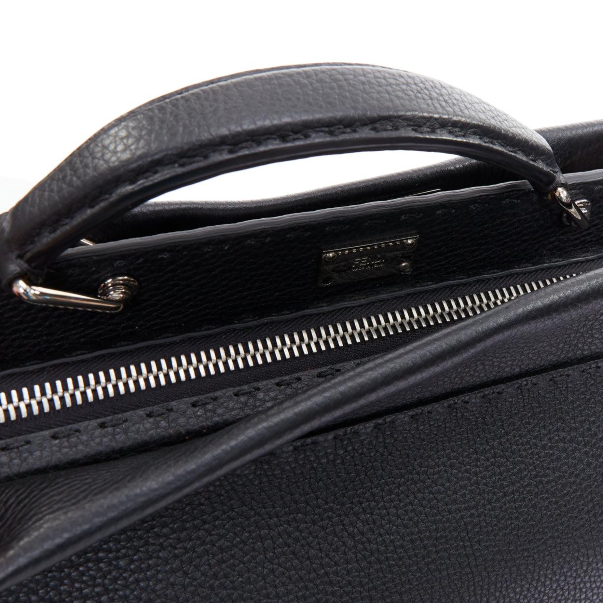 FENDI Peekaboo black topstitch selleria monster eye crossbody briefcase For Sale 2