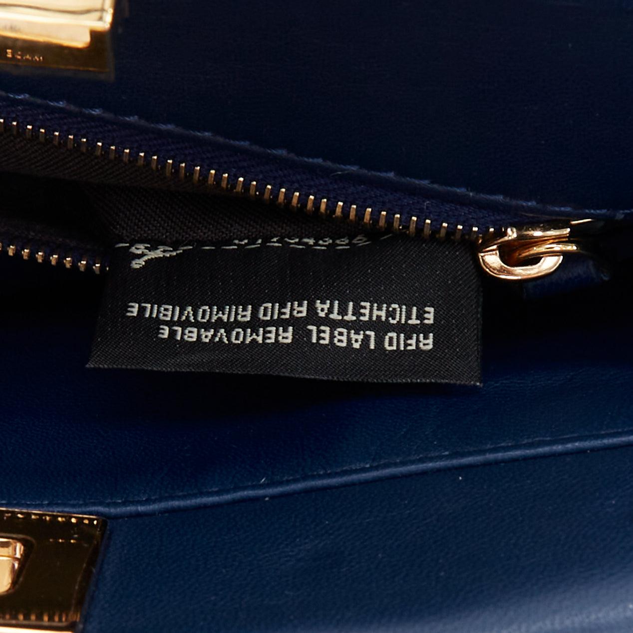 FENDI Peekaboo blue shearling fur gold hardware turnlock crossbody satchel For Sale 6