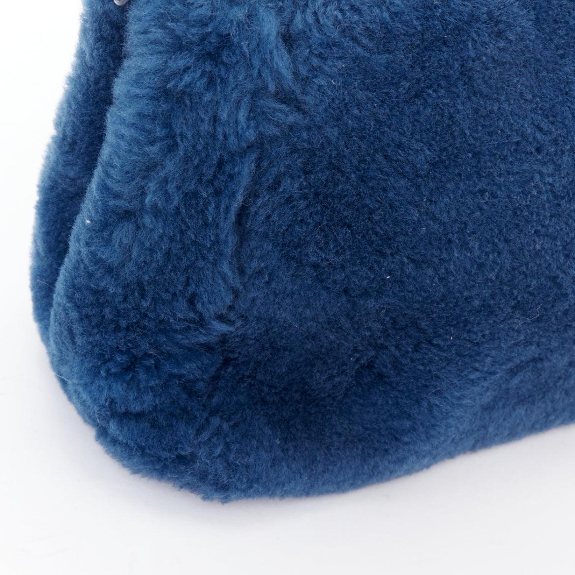 FENDI Peekaboo blue shearling fur gold hardware turnlock crossbody satchel For Sale 3