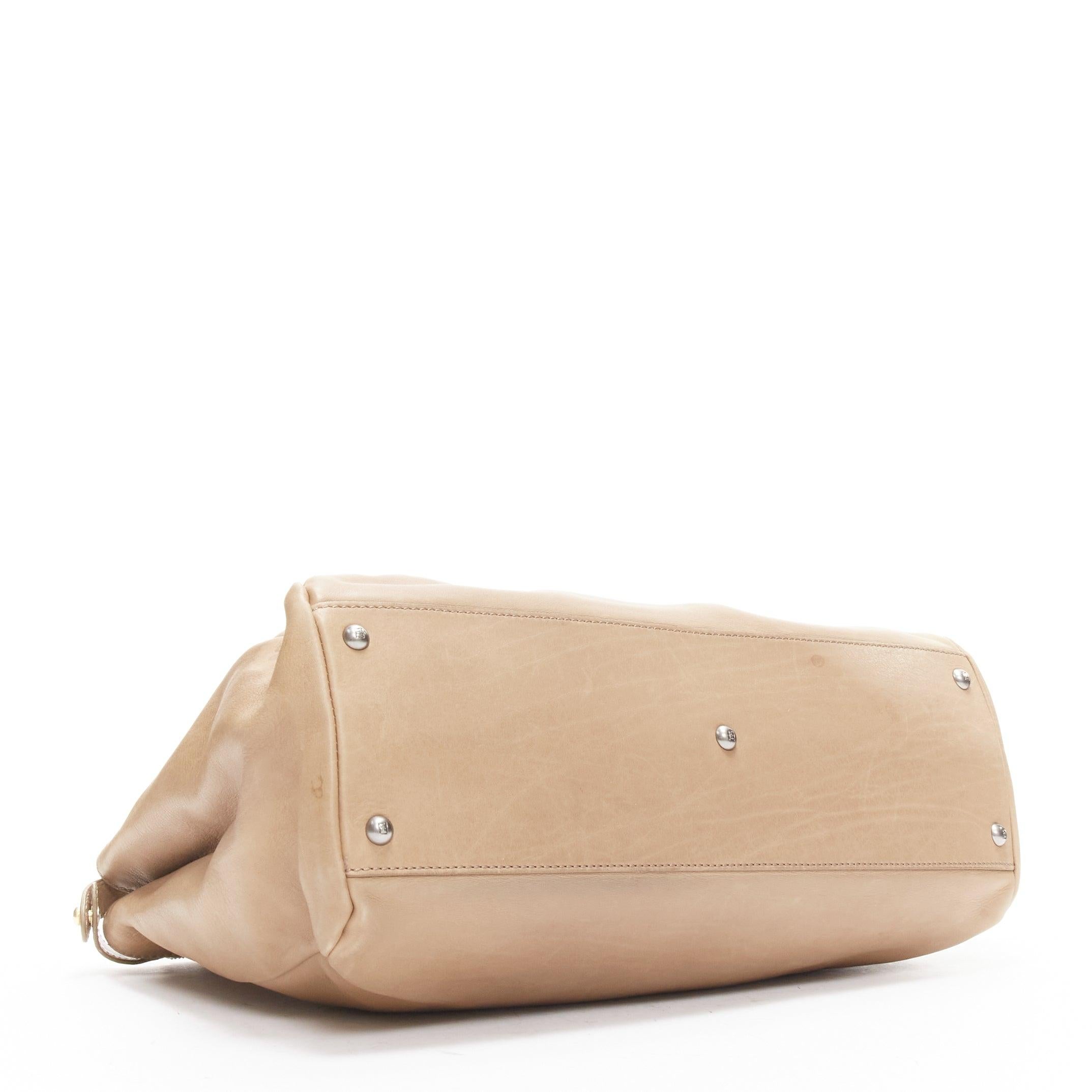 FENDI Peekaboo brown soft leather mixed metal turnlock top handle shoulder bag For Sale 2