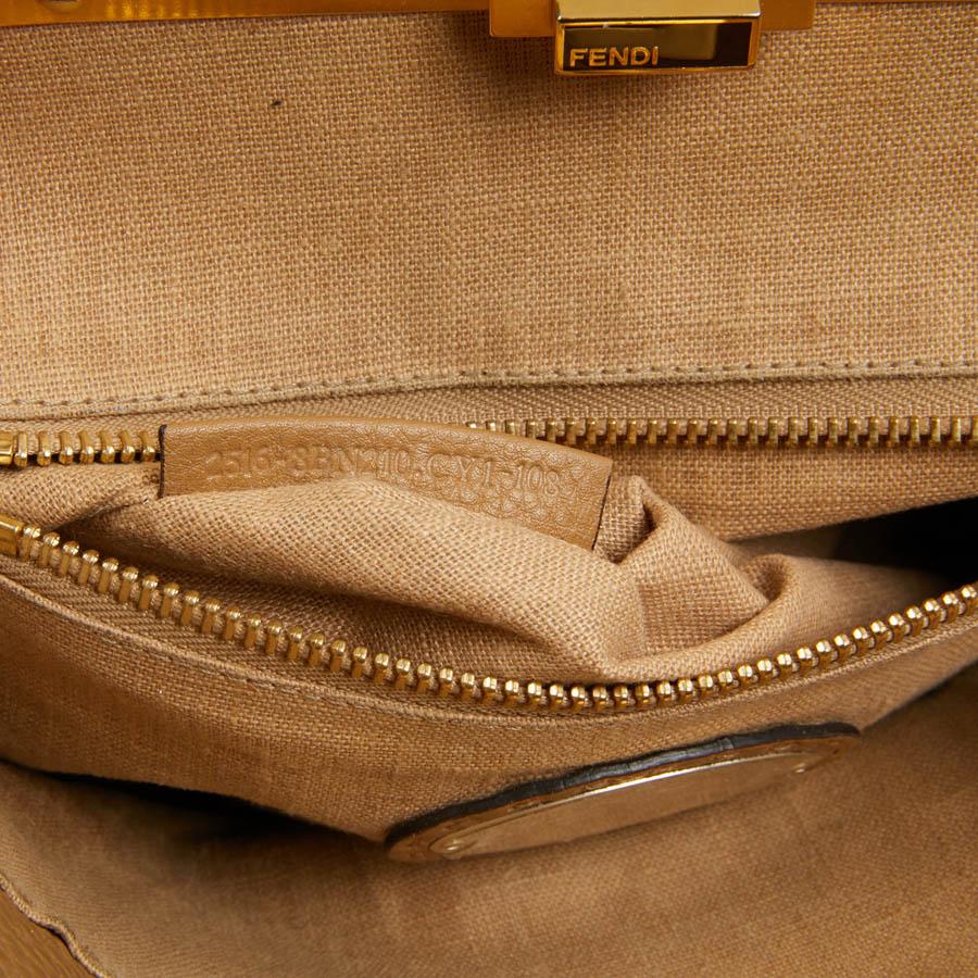 FENDI Peekaboo Gold Grained Leather Bag For Sale 5