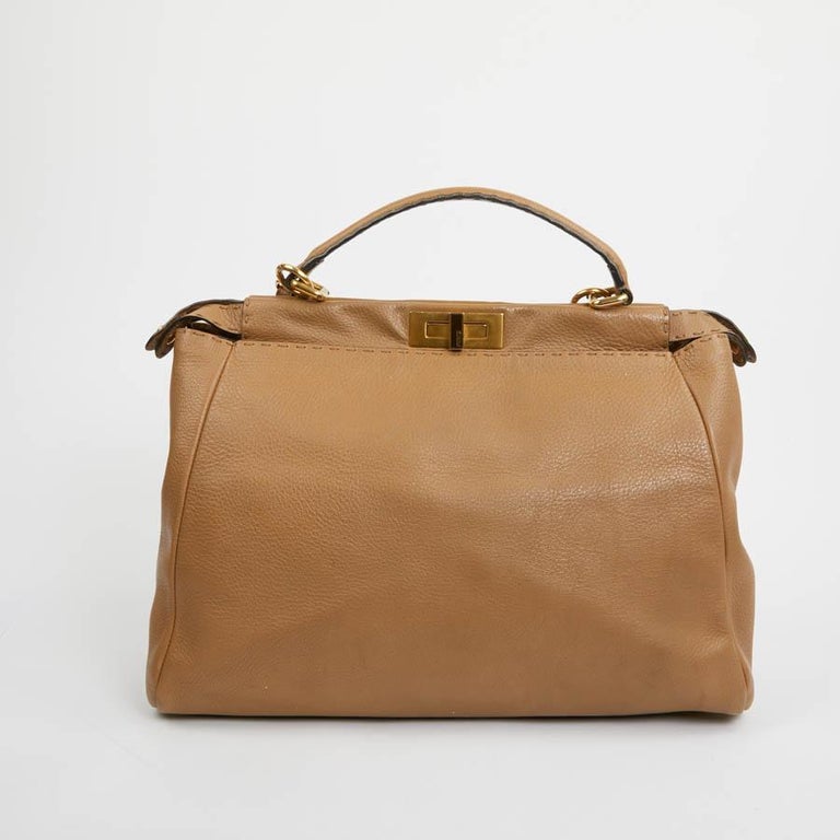 Celine Brown Leather Cabas Cuir Triomphe Drawstring Tote Bag For Sale at  1stDibs