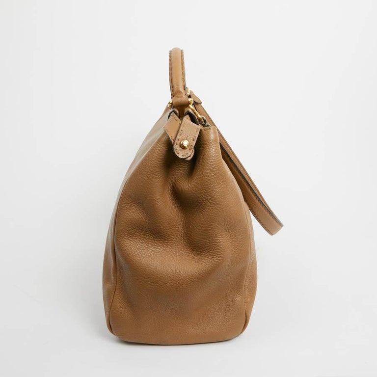 FENDI Peekaboo Gold Grained Leather Bag For Sale at 1stDibs
