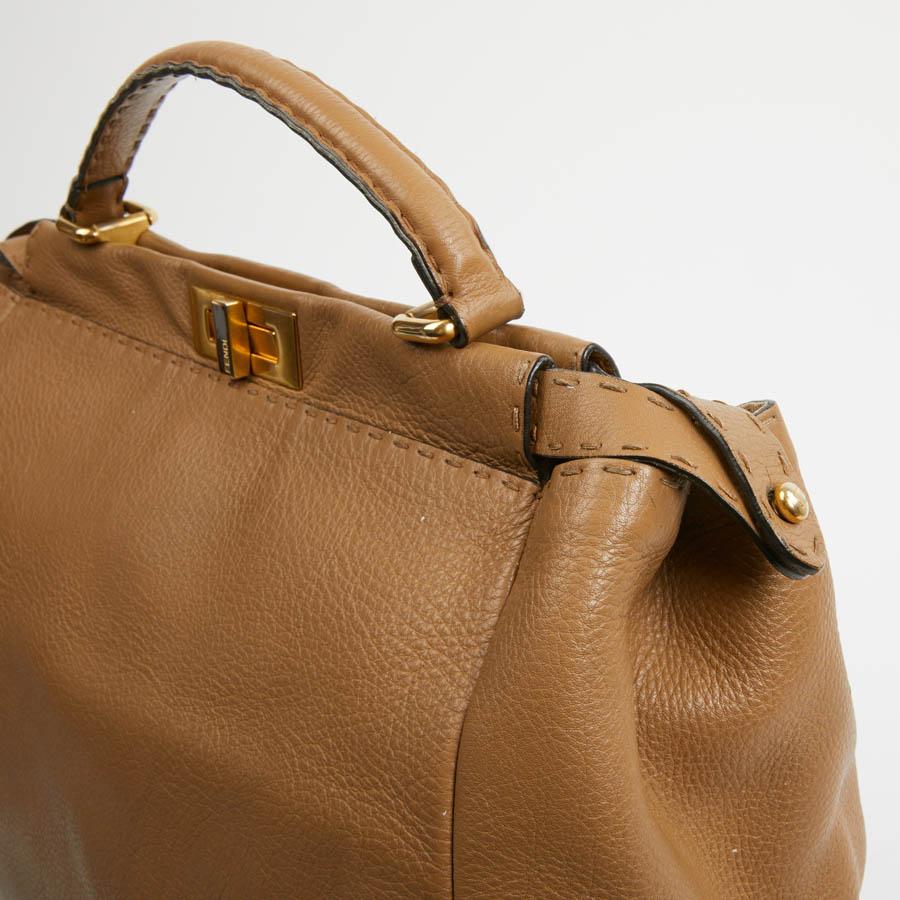 FENDI Peekaboo Gold Grained Leather Bag For Sale 1