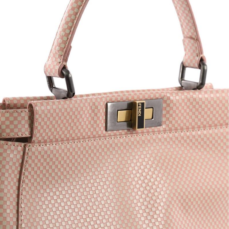 Fendi Peekaboo Handbag Checkered Leather With Crystal Beading Interior Regular 1