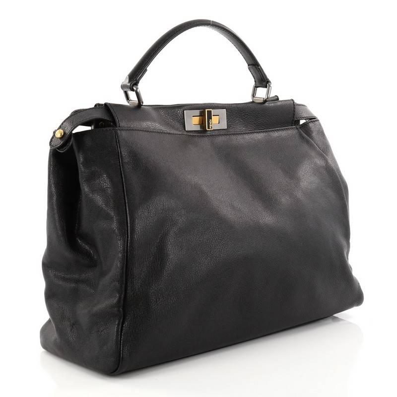 Black Fendi Peekaboo Handbag Leather Large